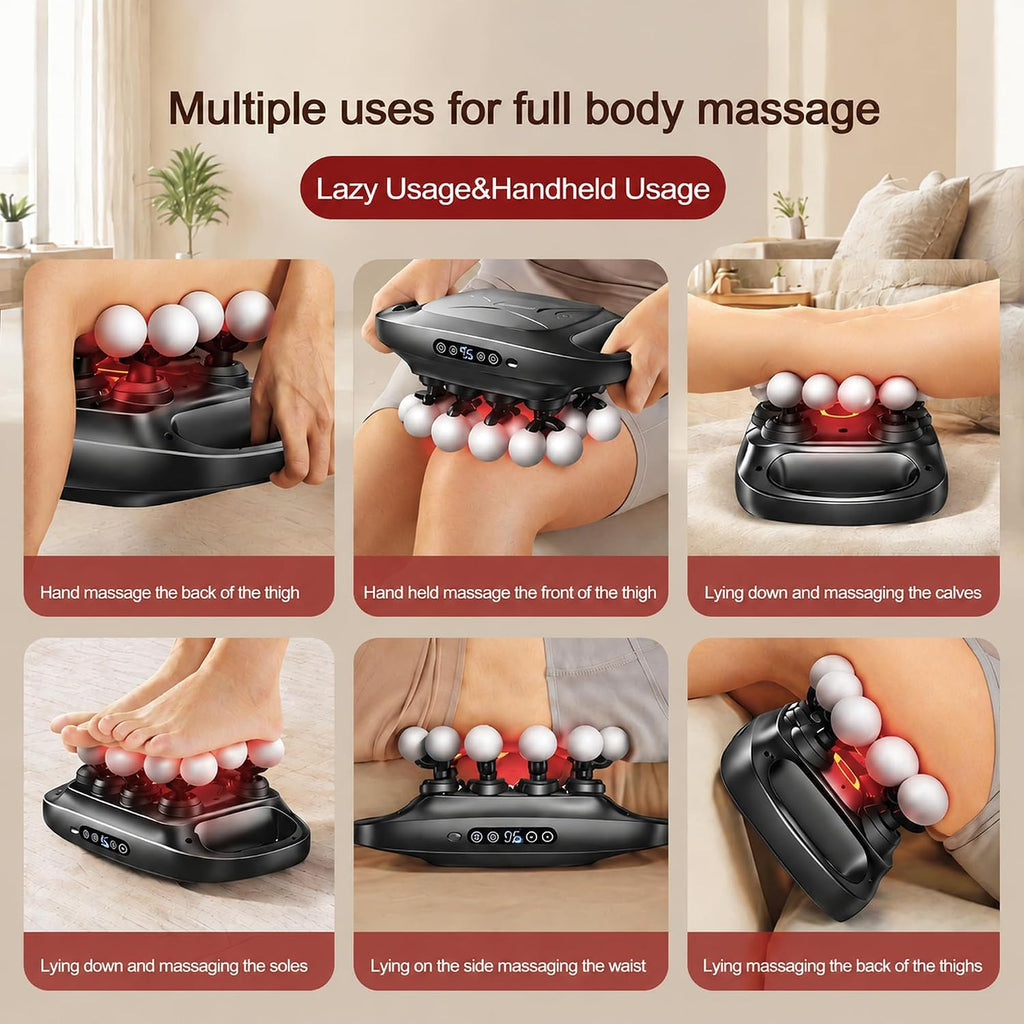 20-Head Dual Handle Massage Gun | 3 Modes 30 Speeds, Quiet Deep Tissue, Electric Muscle Relaxer, for Back Neck Shoulder Leg, for Athletes and Office
