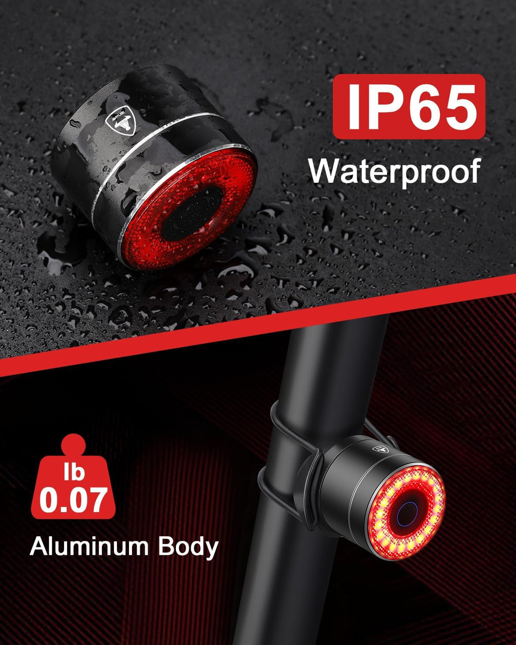 Smart Bike Tail Light Brake Sensing Rear Lights, Bike Lights for Night Riding Rechargeable Auto On/Off, Ultra Bright Bicycle Light Waterproof, LED Cycling Safety Warning Taillight Accessories
