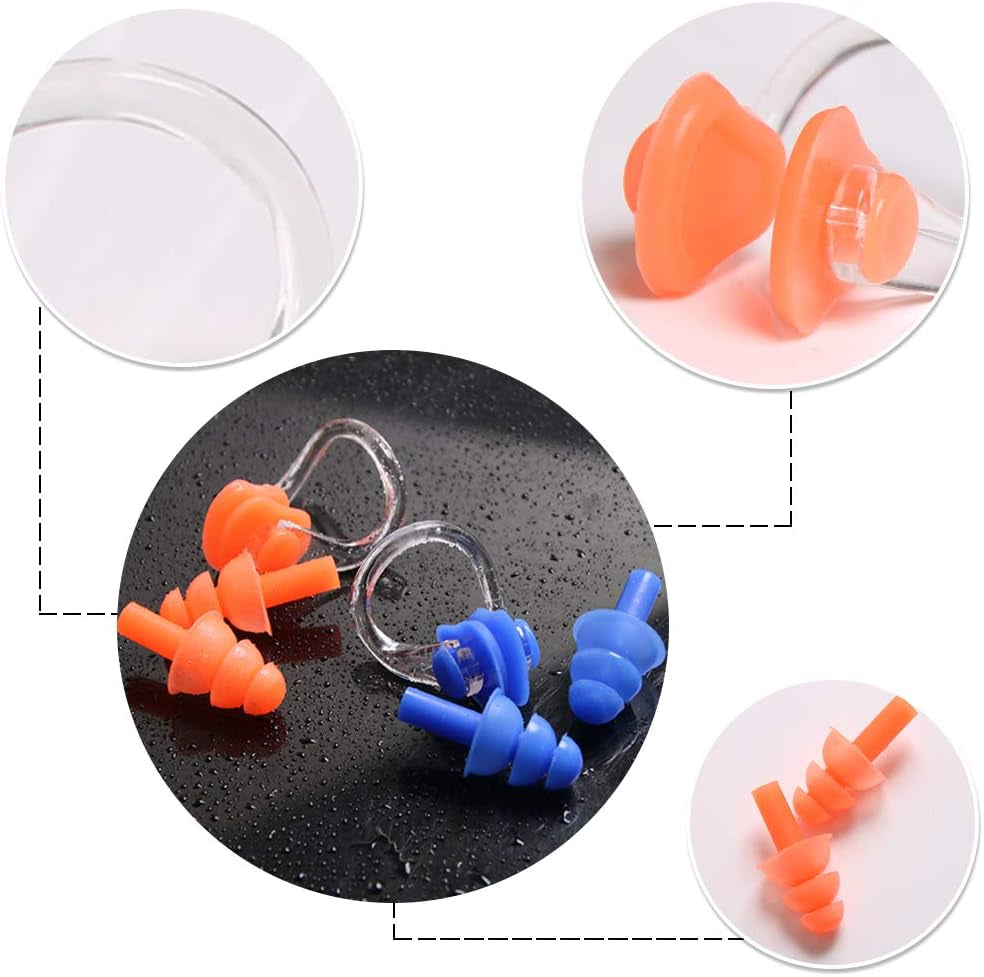 14 Sets Silicone Nose Clips Waterproof Swimming Nose Plugs Earplugs for Adults K