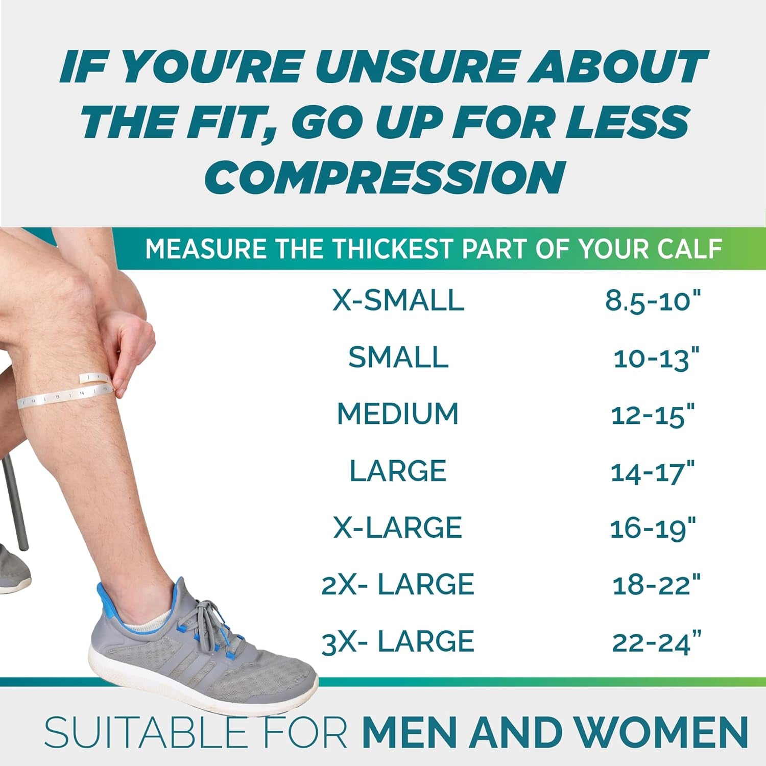 Calf Compression Sleeve for Men & Women, 20-30Mmhg Compression | Leg Sleeve for Shin Splints, Varicose Veins, Swelling & Pain Relief | Footless Socks for Running, Cycling & Travel