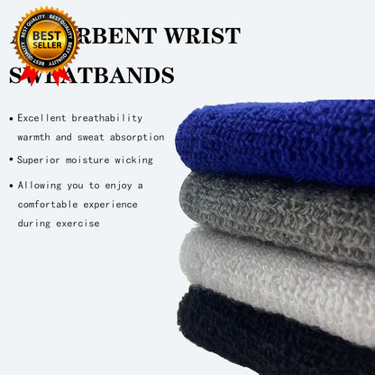 6 Inch Wrist Sweatbands Tennis Wrist Bands Absorbent Sweat Band for Men