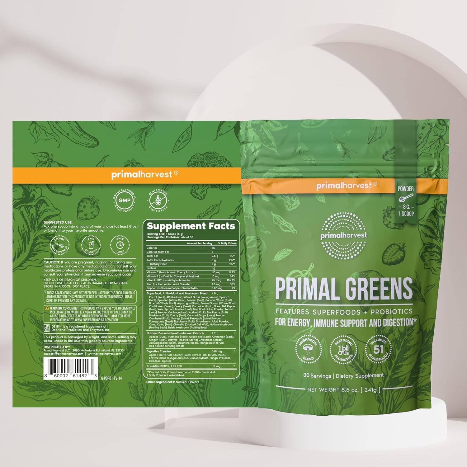 Greens - Daily Supplement Powder, Gluten, Dairy & Soy Free