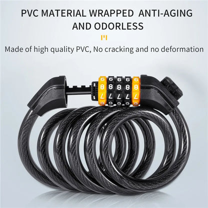 WEST BIKING Bike Cable Lock MTB Road Bike Anti-Theft Safety Password Bicycle Locks for Scooter Motorcycle Bike Accessories