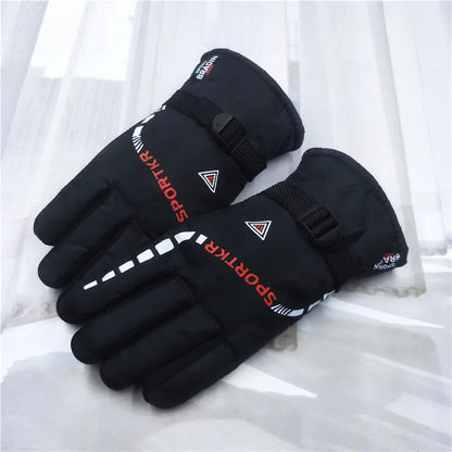 2PCS Men Waterproof Winter Cycling Gloves Windproof Outdoor Sport Cycling Gloves Riding Bicycle Riding Motorcycle Warm Gloves