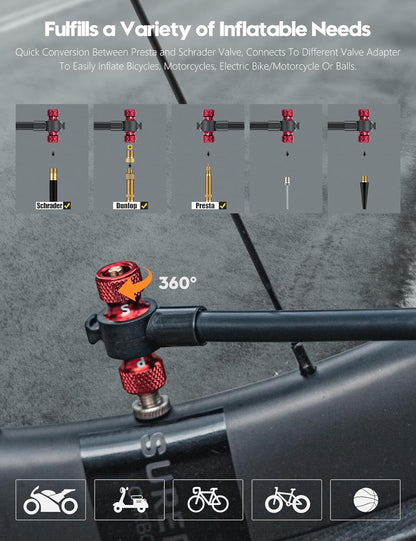 Bike Pump with Gauge, High Pressure Bicycle Pump High Volume Portable Hand Air.