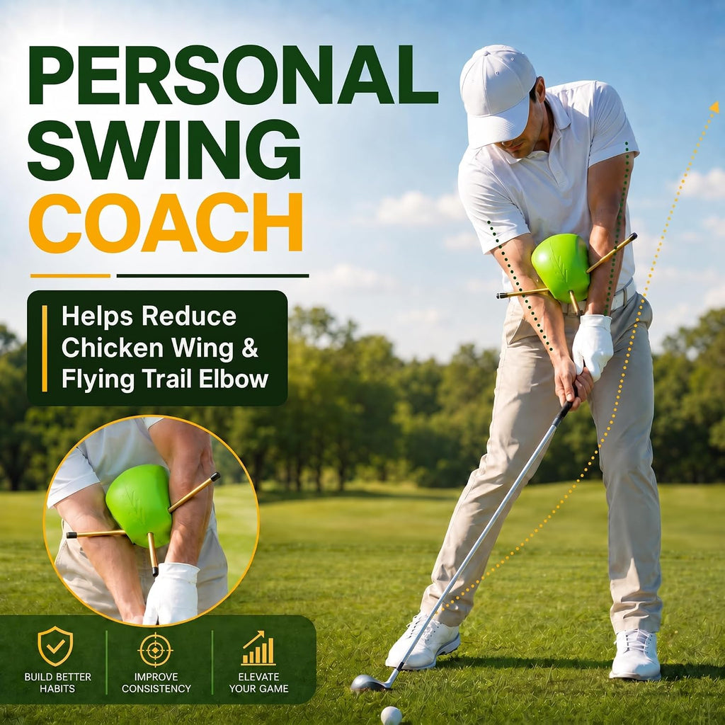 Golf Swing Trainer Connector Ball with Swing Correcting Arm Band, Golf Training Aid for Connected Swing, Arm Position Posture Correction, Improve Mechanics and Consistency for All Skill Levels