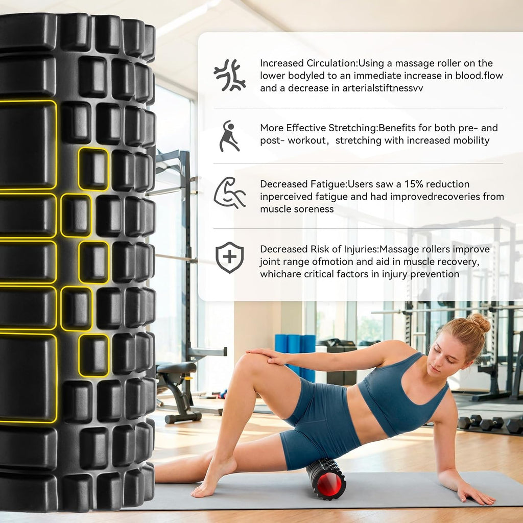 Foam Roller for Deep Tissue Massager Multi Density Massage Roller | Exercise Patented Roller for Muscle Massage & Myofascial Trigger Point Release Back Roller Improves Mobility, Pilates, Yoga