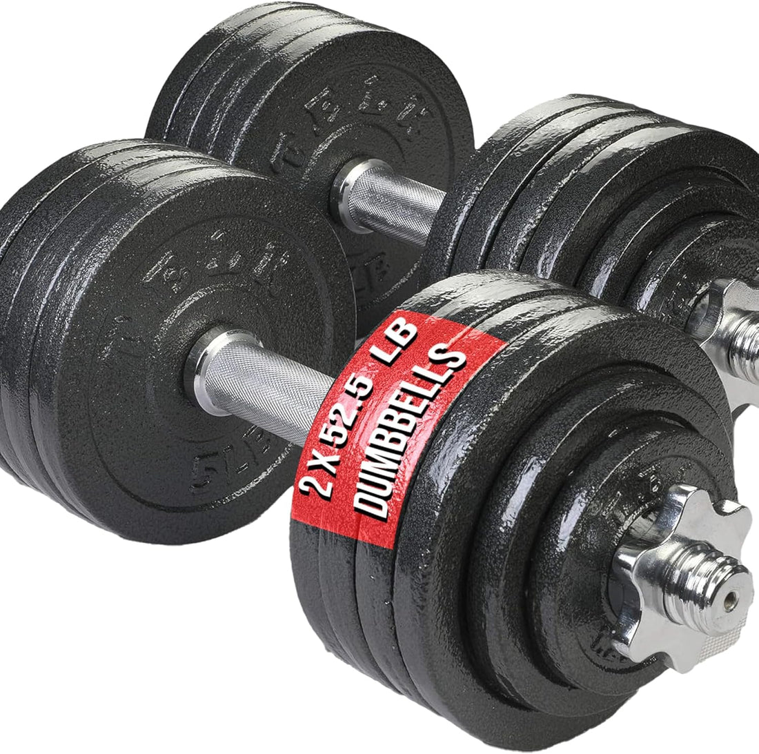 – Adjustable Dumbbell Set – Home Gym Weight Set with Baked Enamel Cast Iron Plates – Space-Saving Free Weights for Strength Training