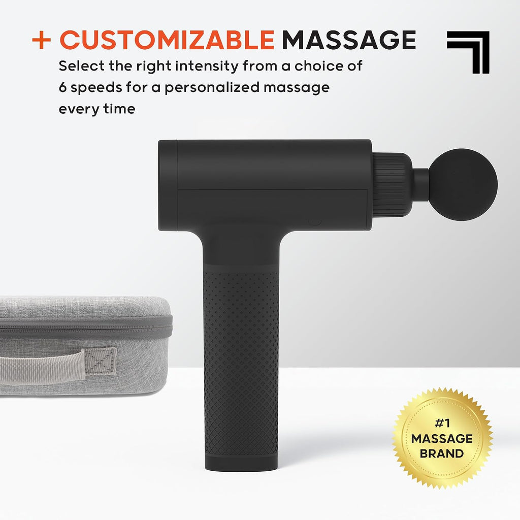 Powerboost Deep Tissue Percussion Massage Gun [2026 Version] - Handheld Massager| 6 Speeds| 5 Attachments| Carrying Case| Full Body Muscle Recovery & Pain Relief| Gift for Men & Women