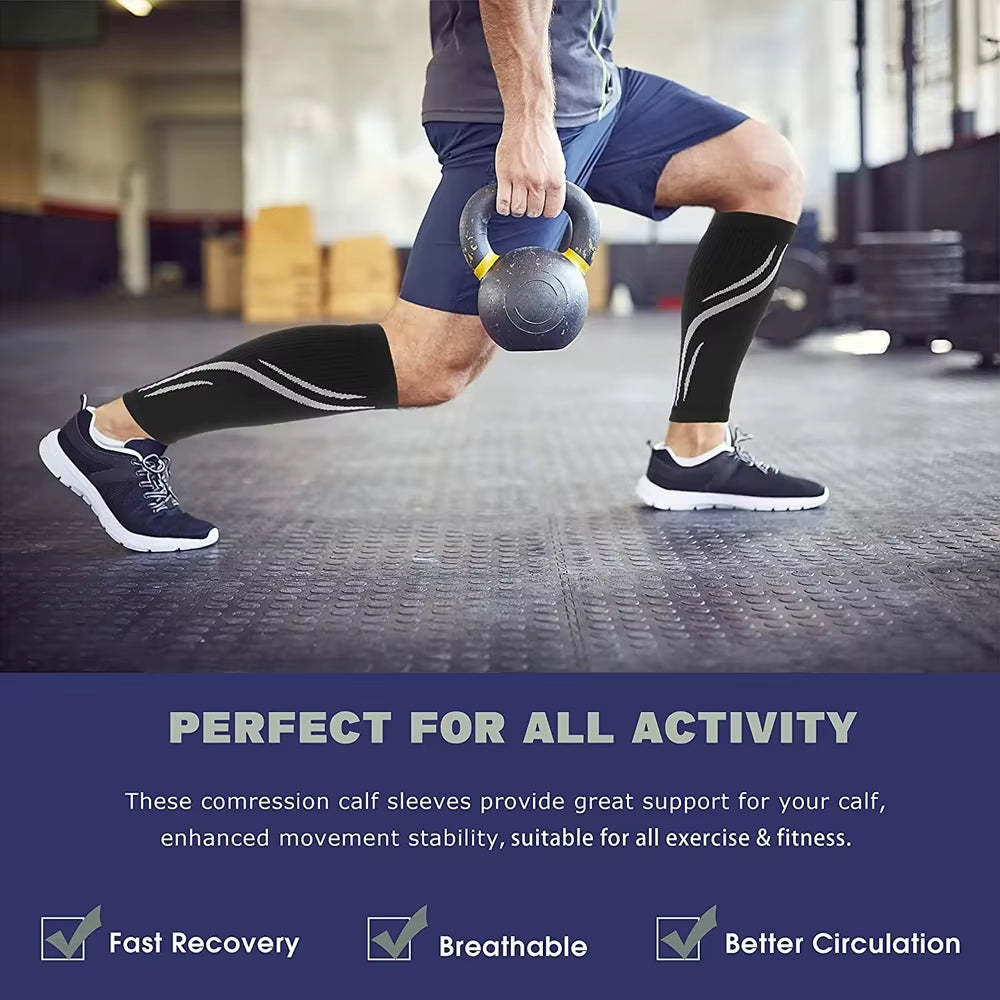1 Pair Calf Compression Sleeves for Men &amp; Women (20-30 Mmhg), Leg Compression Sleeve Footless Compression Socks