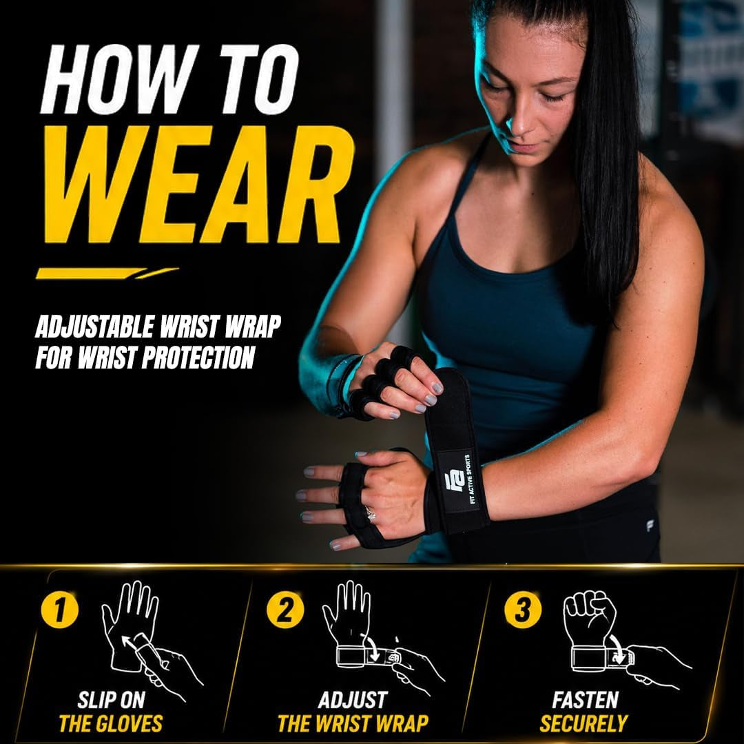 New Ventilated Weight Lifting Workout Gloves with Built-In Wrist Wraps for Men and Women - Great for Gym Fitness, Cross Training, Hand Support & Weightlifting.