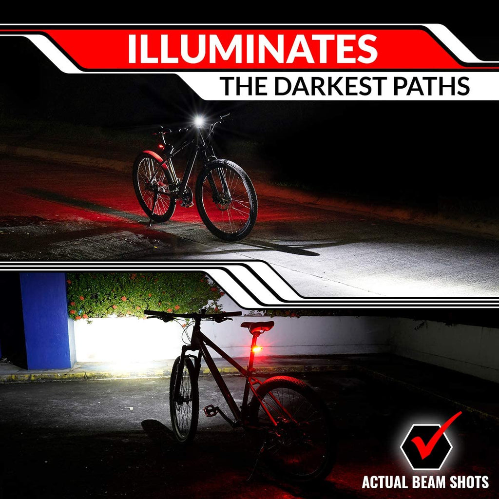 Bike Lights for Night Riding, USB Rechargeable Front and Back Lights, LED Bicycle Headlight and Tail Light Set, Water Resistant Bike Lights Rechargeable for Mountain Bikes, Kids Bike Light, MTB Light
