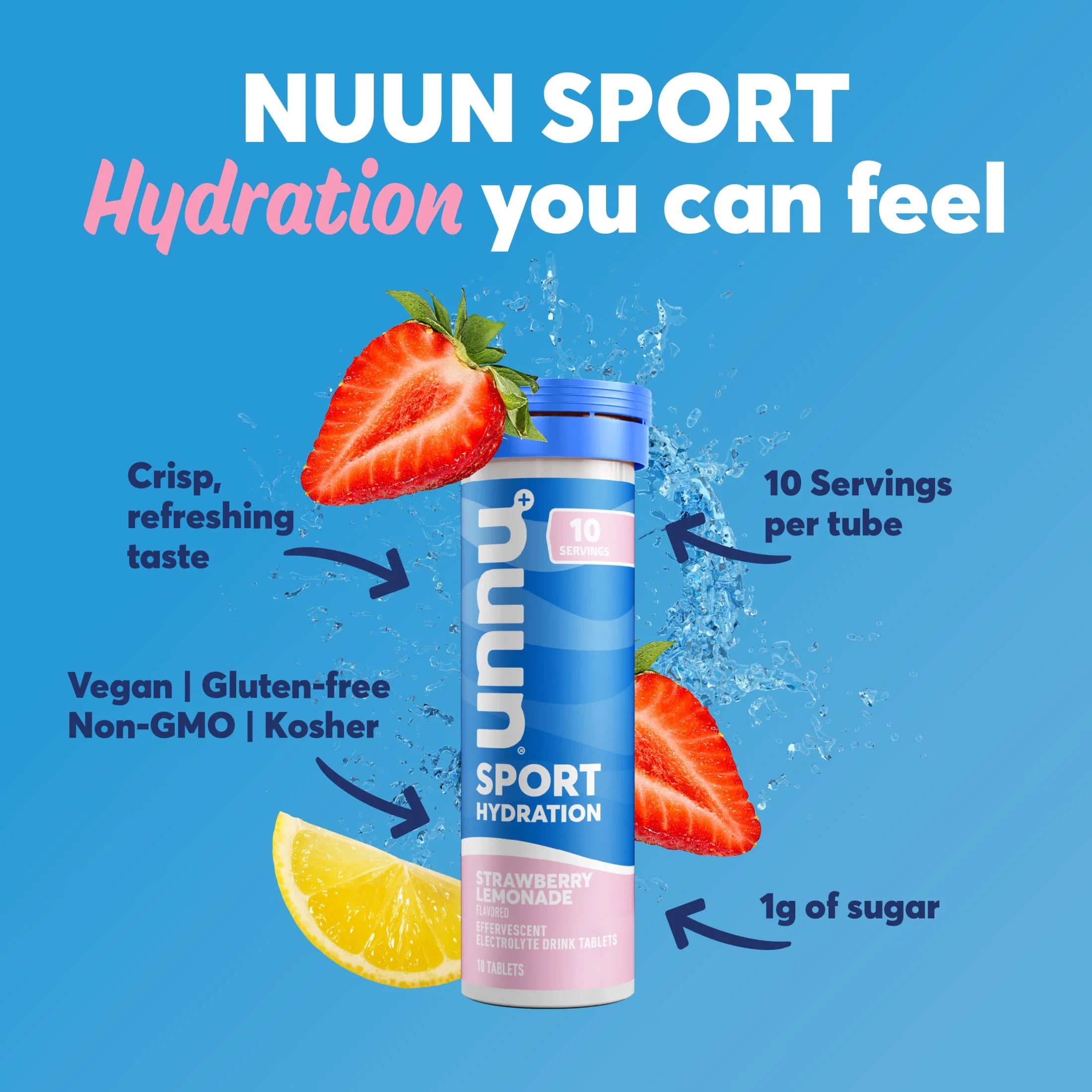 Sport Electrolyte Hydration Drink Mix Tablets, Mixed Flavors, 30 Servings