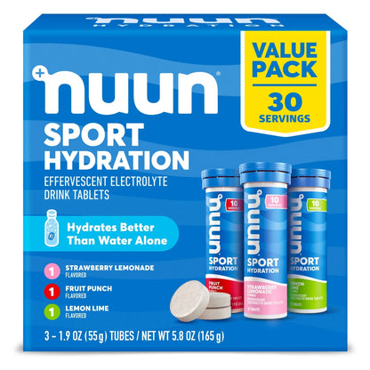 Sport Electrolyte Hydration Drink Mix Tablets, Mixed Flavors, 30 Servings