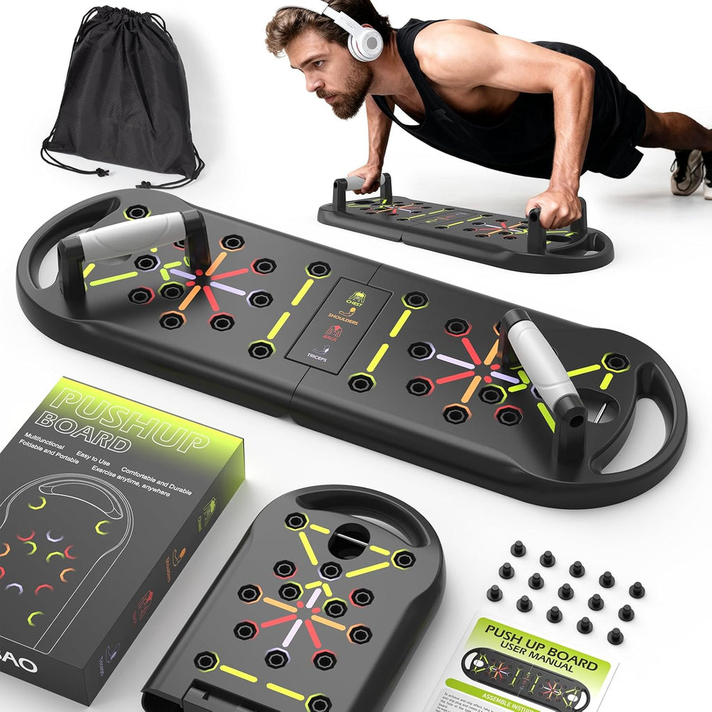 Push up Board Fitness, Portable Pushup Board for Men, Foldable Push up Bar, Workout Home Gym Equipment, 20 in 1 Exercise Pushup Handles for Floor, Strength Training Equipment for Men