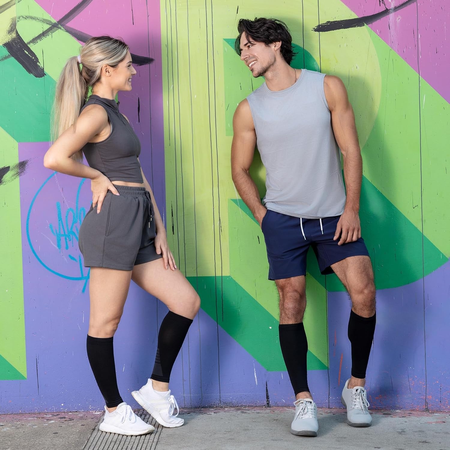 Calf Compression Sleeves for Men and Women - (1 Pair) Footless Compression Socks Support for Varicose Veins, Nursing, Pregnancy, Running -  Leg Sleeve Brace for Shin Splints, Pain Relief and Reduces Swelling (Black, Medium)