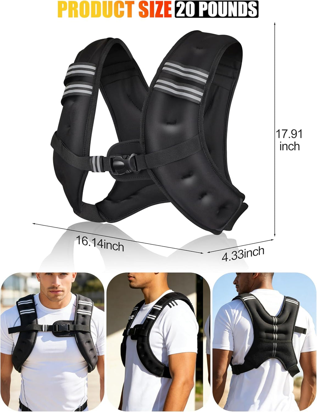 Weighted Vest Weight Vest for Men Women Kids Weights Included, Body Weight Vests Adjustable for Running, Training Workout, Jogging, Walking