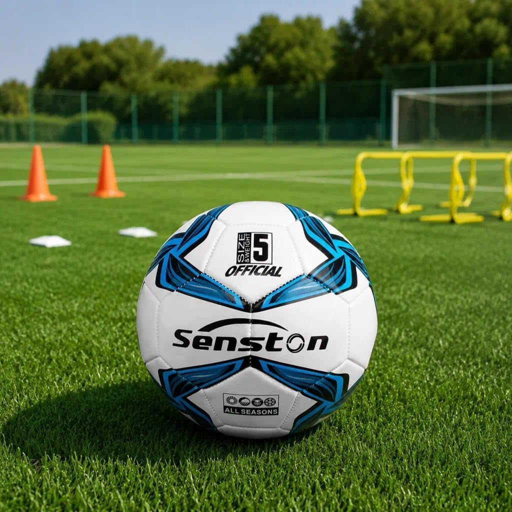 Soccer Ball Size 4 & 5 Durable PVC Training Football with Pump | Shape Retention, Stable Flight Performance, Sturdy and Wear-Resistant, High Value Soccer Set, Waterproof, Easy to Clean