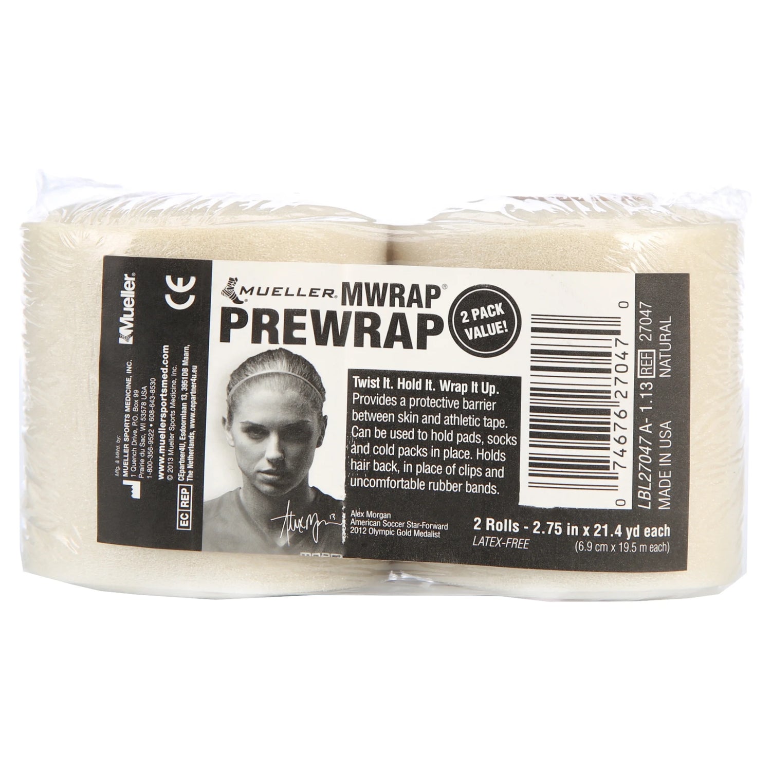 Mueller Mwrap Pretaping Underwrap, Natural, 2 Pack, 2.75" X 21.4 Yd Each