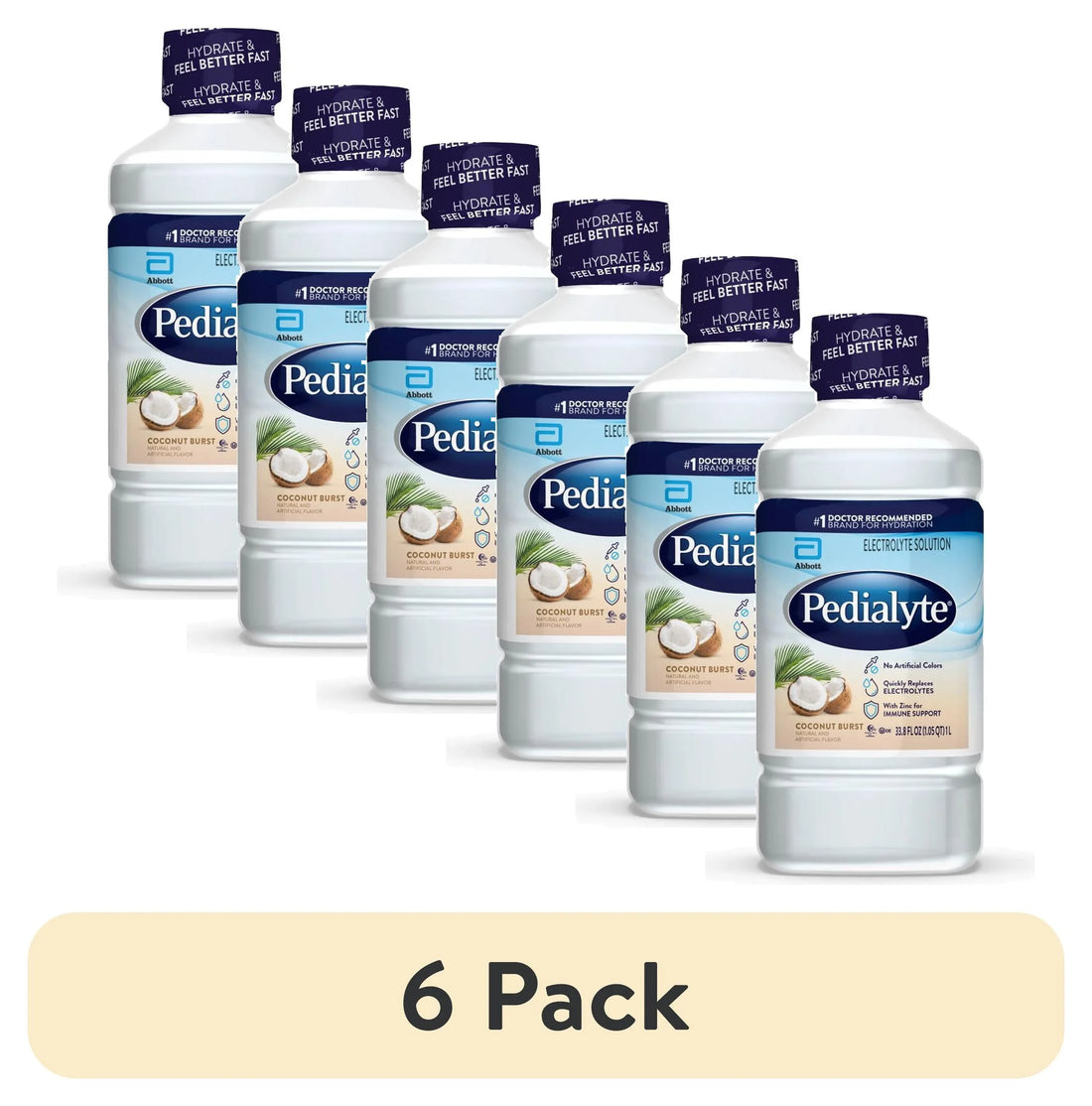 (6 Pack)  Electrolyte Drink, Coconut Burst, 1 Liter