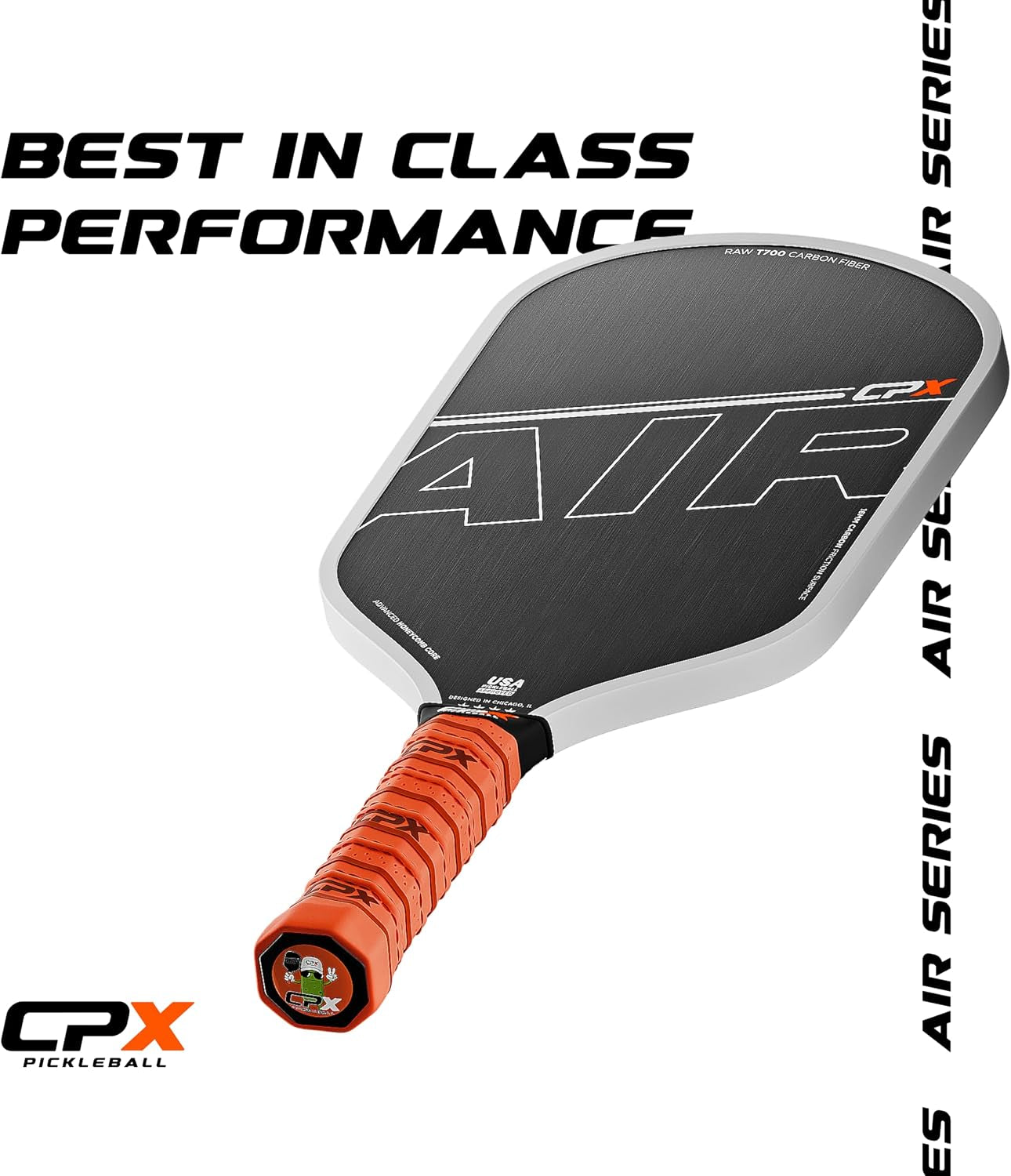 CPX Pro Carbon Fiber Pickleball Paddle - Professional Grade, Matte Finish, Honeycomb Core, Tennis Style Grip - Edgeless Paddle Designed in Chicago, USA