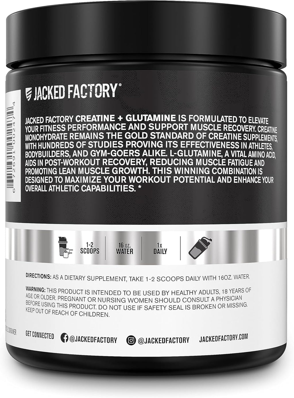 Creatine + Glutamine - Creatine Supplement with L-Glutamine for Muscle Recovery, Muscle Growth, Increased Strength, Enhanced Energy Output, and Gut Health - 30 Servings, Unflavored
