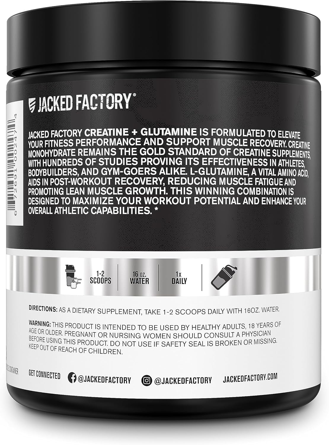Creatine + Glutamine - Creatine Supplement with L-Glutamine for Muscle Recovery, Muscle Growth, Increased Strength, Enhanced Energy Output, and Gut Health - 30 Servings, Unflavored