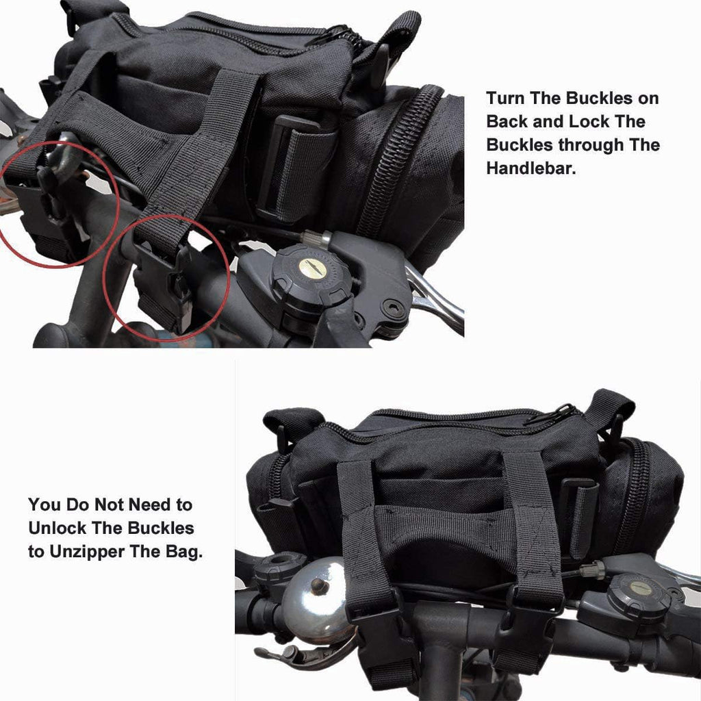Bike Handlebar Bag, 900D Nylon Oxford Multi-Purpose Waist Bag Water Resistant Bicycle Cycling Pack (Black)
