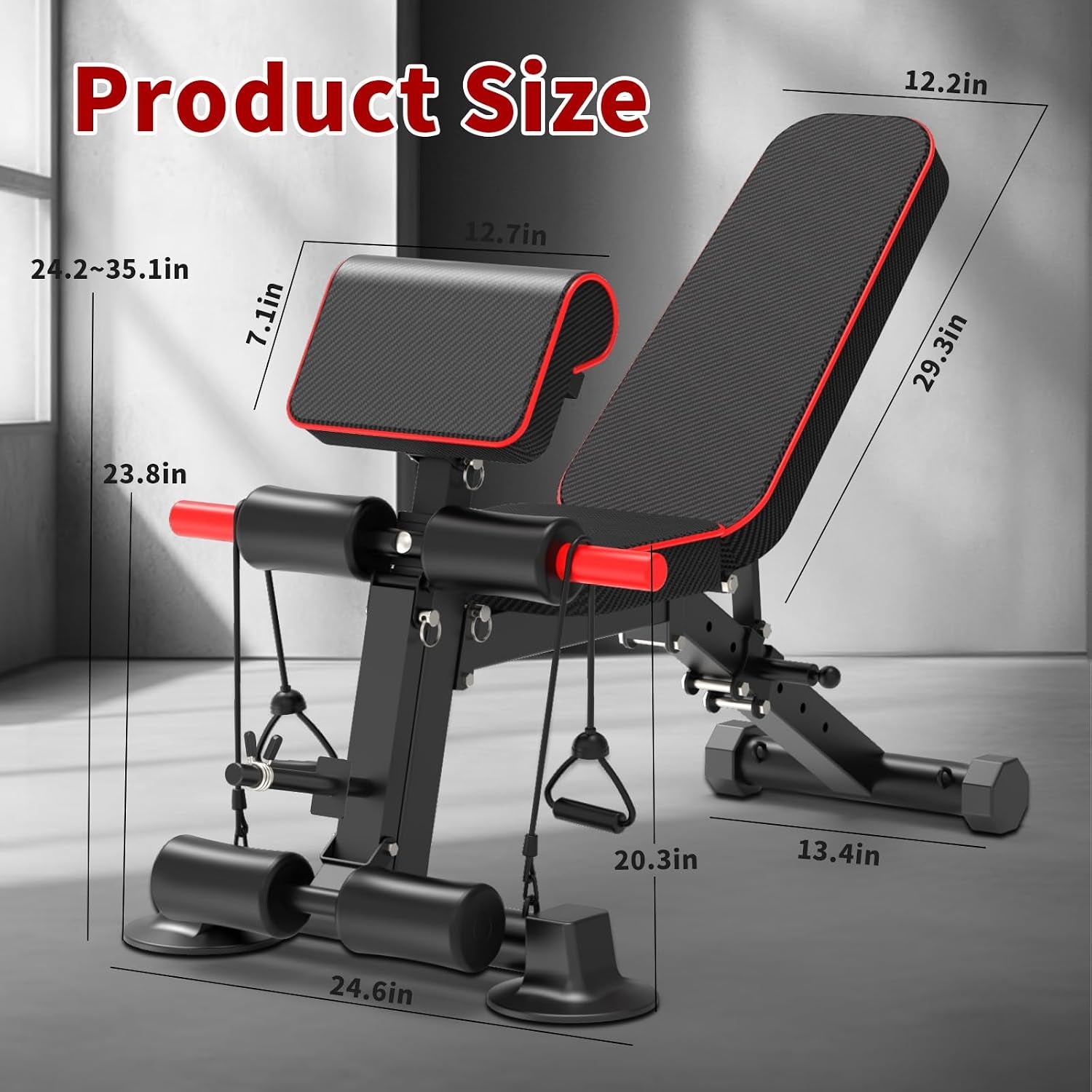 Adjustable Weight Bench for Home Gym Full Body Strength Training | Load 1050Lbs|8+3 Angle Positions|High-Density Cushion|Commercial Steel Frame|Assembly Free | Foldable | Space Saving