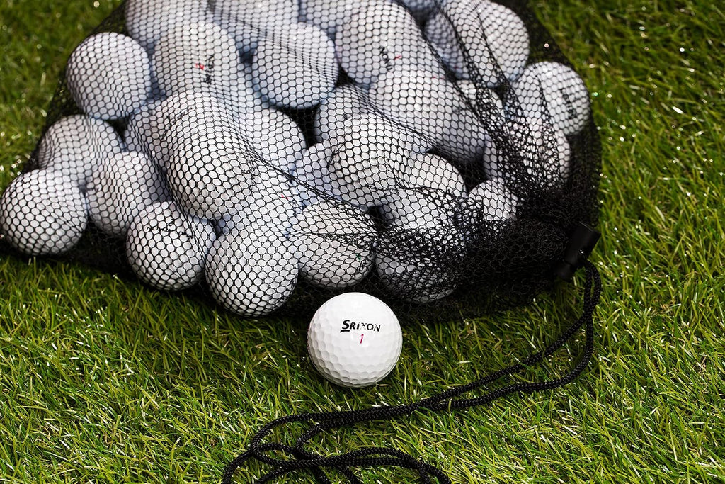 Clean Green Recycled Used Golf Balls - 48 Bulk Srixon Golf Balls for Men - Good Condition - Includes Mesh Carrying Bag and Different Models