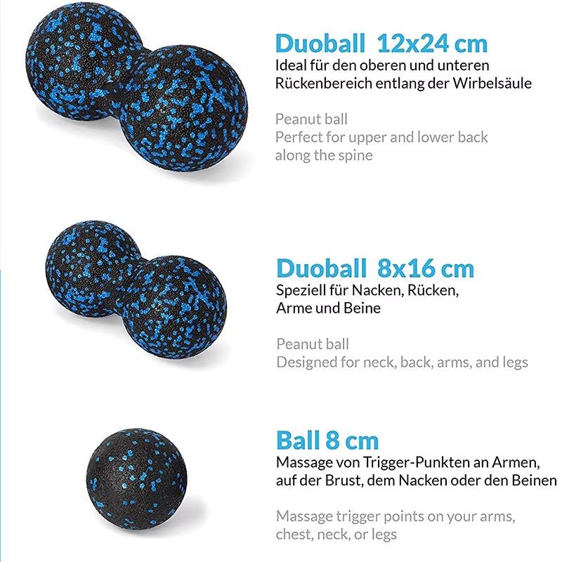 5Pcs Yoga Massage Foam Rollers Fascia Balls Yoga Column EPP High Density Fitness Roller &amp;Ball Leg Back Neck Massager Pain Relief