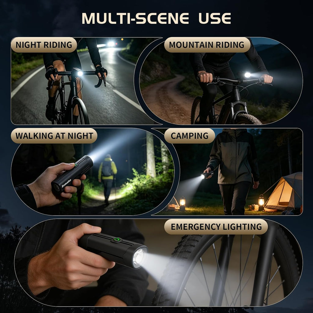 Bike Lights for Night Riding, Rechargeable Bicycle Light Front and Back, IP66 Waterproof, 4+6 Modes Headlight Taillight Set for Safety Urban Commuting