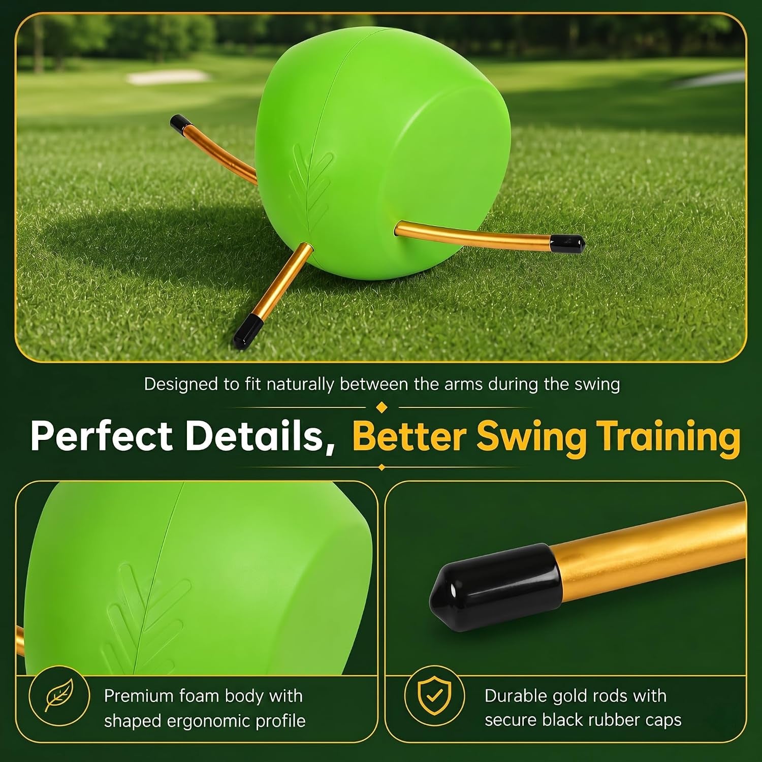 Golf Swing Trainer Connector Ball with Swing Correcting Arm Band, Golf Training Aid for Connected Swing, Arm Position Posture Correction, Improve Mechanics and Consistency for All Skill Levels