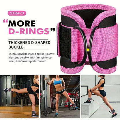 11Pcs Ankle Resistance Bands for Working Out with Cuffs and Elastic Bands Set (10-30Lbs) , Exercise Bands for Legs and Butt, Pink