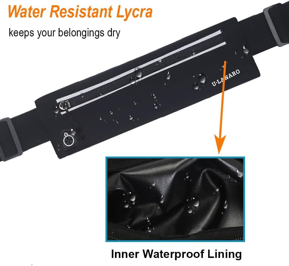 Slim Running Belt Fanny Pack for Men Women, Running Phone Holder Runners Pouch Waist Pack for Workout, Money Belt, Running Gear Accessories [Fits ALL Phones] | Runners Pouch Waist Pack for Workout Sport Exercise Fitness Marathon, Money Belt, Running Gear Accessories, Fits ALL Phones