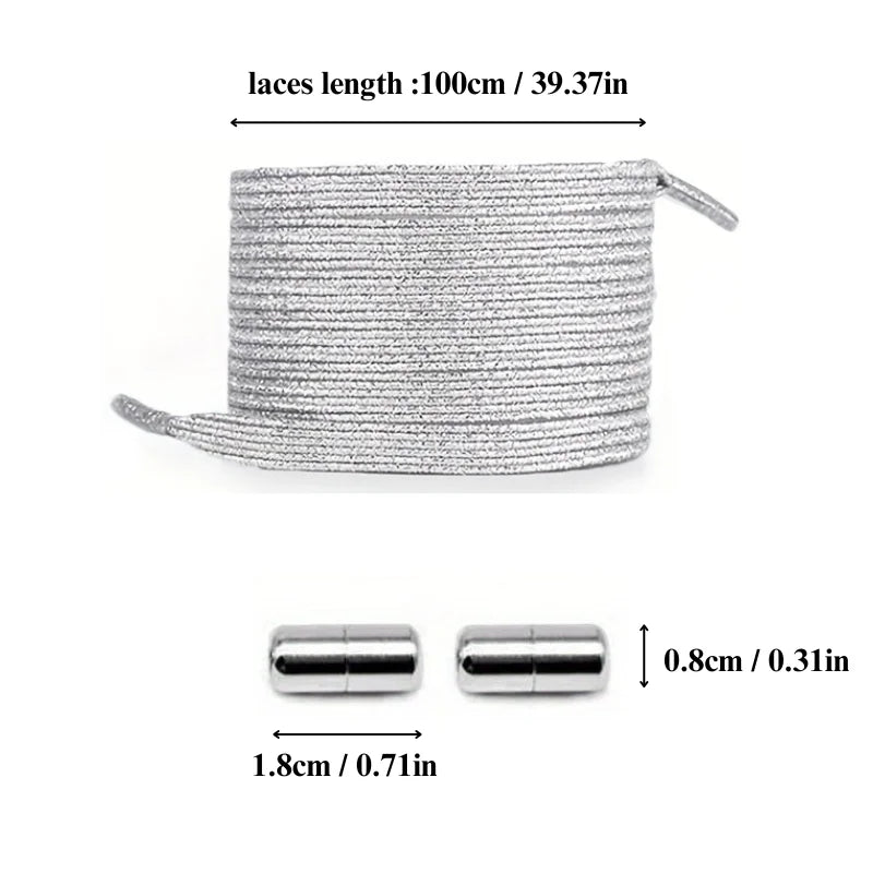 1 Pair of No-Tie Shoelaces with Colorful Buckles | Gold &amp; Pearl Luster Elastic Fashionable Shoelaces, Easy Slip-On Design
