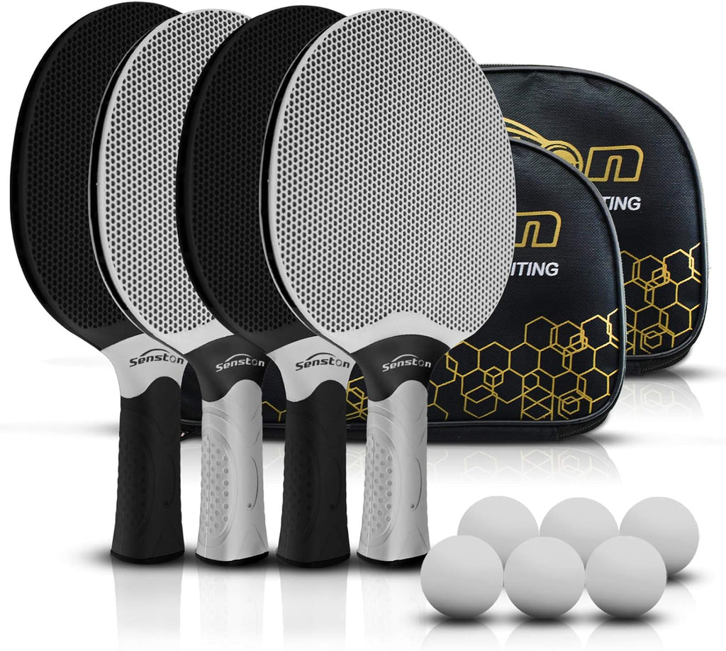 Table Tennis Rackets Set,Professional Ping Pong Paddle Set for 4 Players, Composite Rubber Table Tennis Paddles, Indoor or Outdoor Games.