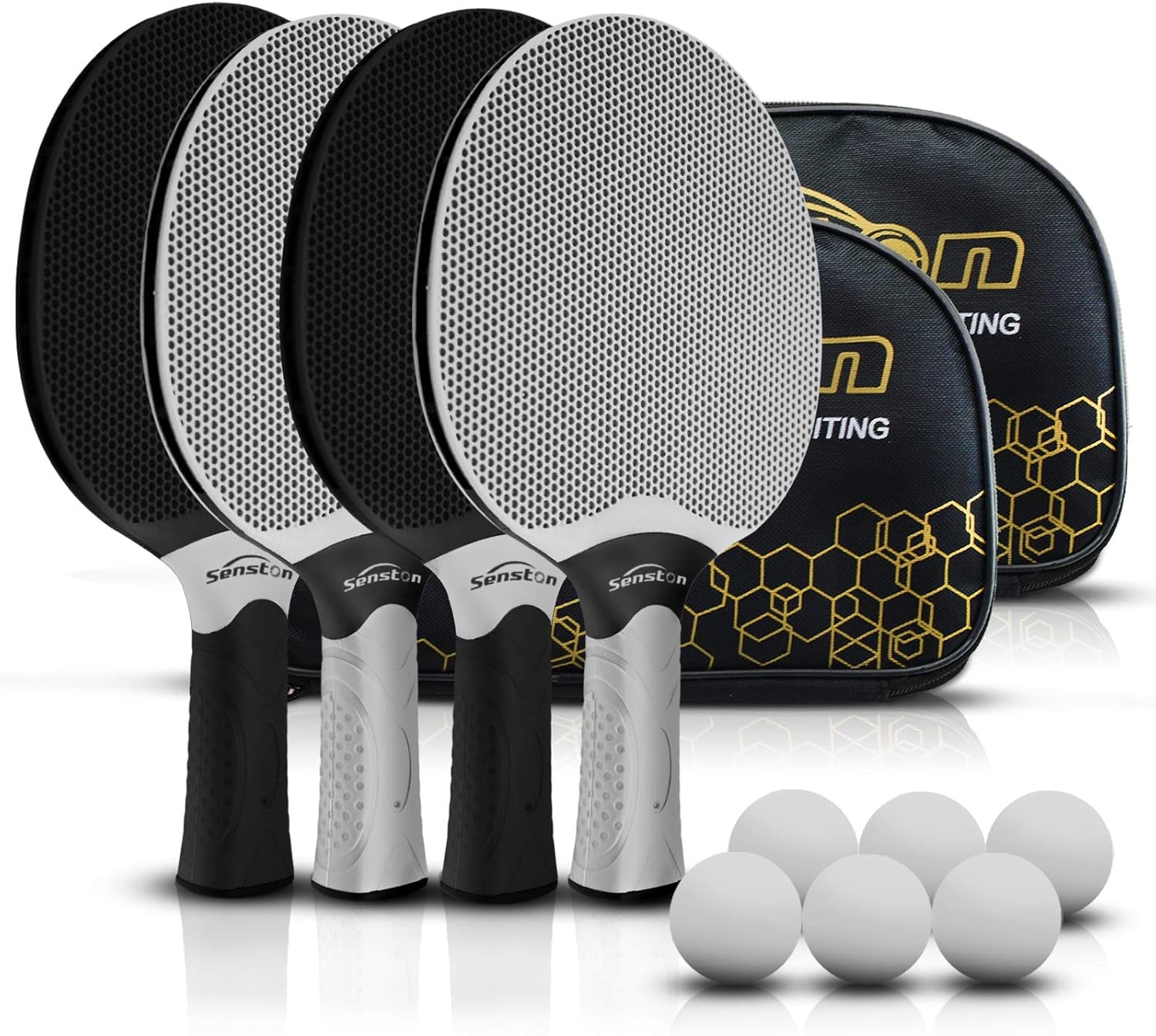 Table Tennis Rackets Set,Professional Ping Pong Paddle Set for 4 Players, Composite Rubber Table Tennis Paddles, Indoor or Outdoor Games.
