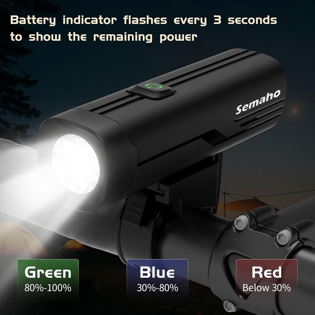Bike Lights for Night Riding, Rechargeable Bicycle Light Front and Back, IP66 Waterproof, 4+6 Modes Headlight Taillight Set for Safety Urban Commuting