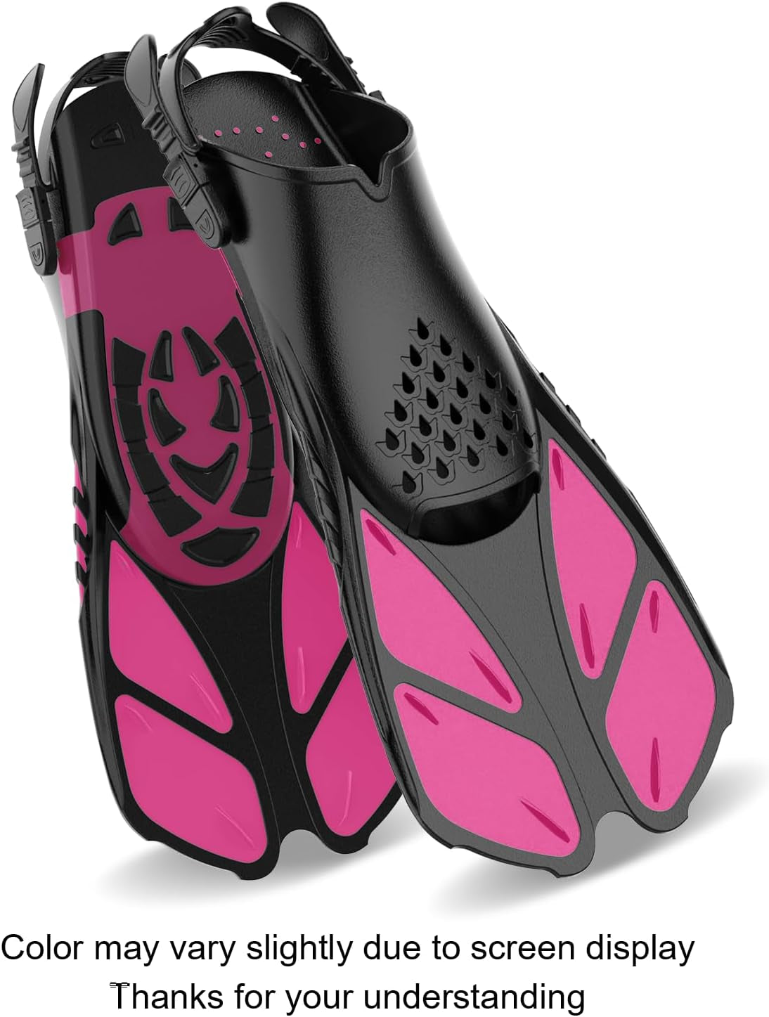 Snorkel Fins, Travel Size Short Flippers for Snorkel Swim Diving | Adjustable Swim Fins Flexible Open Heel Lightweight Scuba Diving Fins for Adult Men Women Kids Ideal for Recreational Use