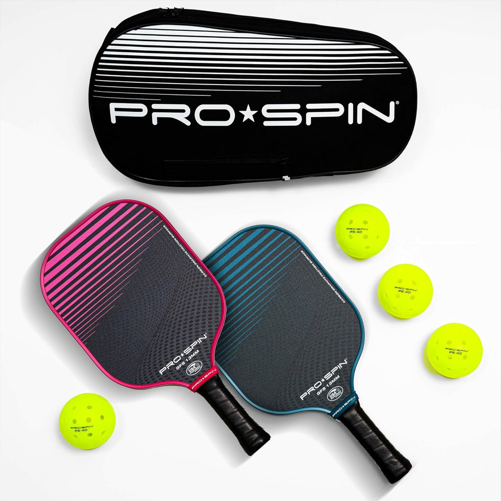 Carbon Fiber Pickleball Paddles Set of 2 | Lightweight Pickleball Set with Indoor/Outdoor Balls and Bag – Durable Pickle Ball Paddle Gift for Men, Women & Families