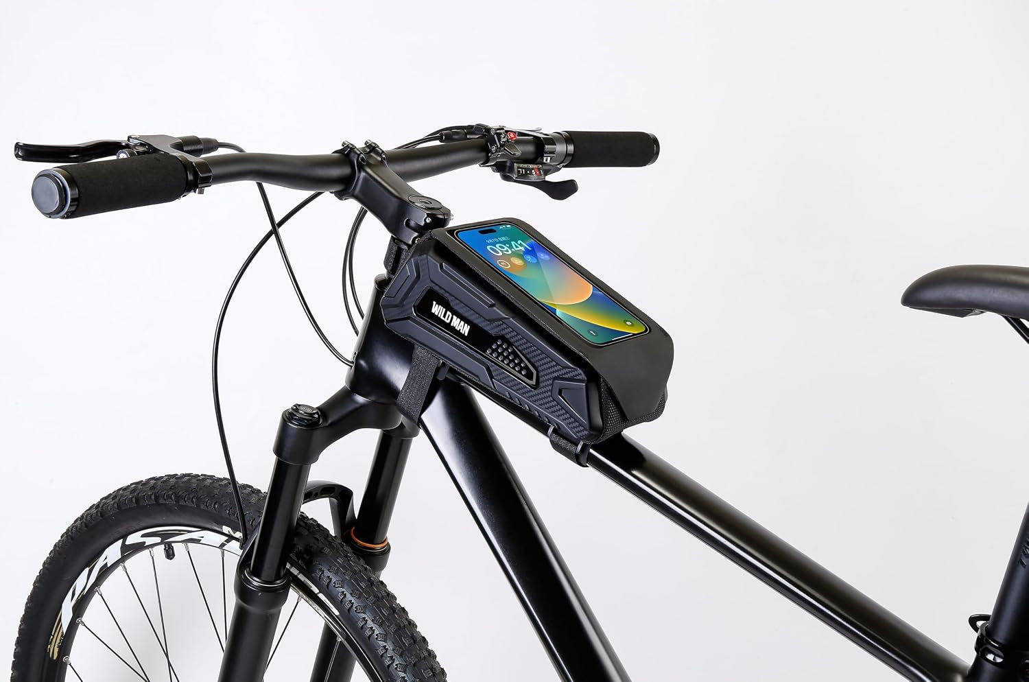 Bike Frame Bag, Waterproof Bike Phone Mount Holder Bicycle Front Top Tube Pouch Pannier Cycling Frame Storage Bag Cycle Crossbar Bags for Iphone 16 15 14 13 12 Pro Max Samsung Smartphones up to 6.9''