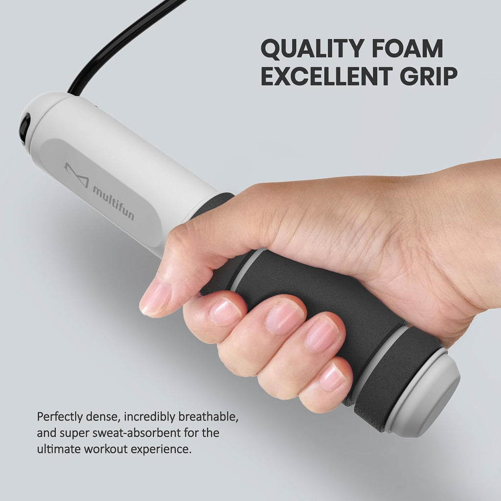 Digital Jump Rope with Smart Counter & Timer - Adjustable Speed Skipping Rope for Fitness, Weight Loss, Boxing, MMA - Tangle-Free Ball Bearings & Anti-Slip Handles for Men, Women, Kids.(Check 2026 New Evolution for 3S Rope Swap)
