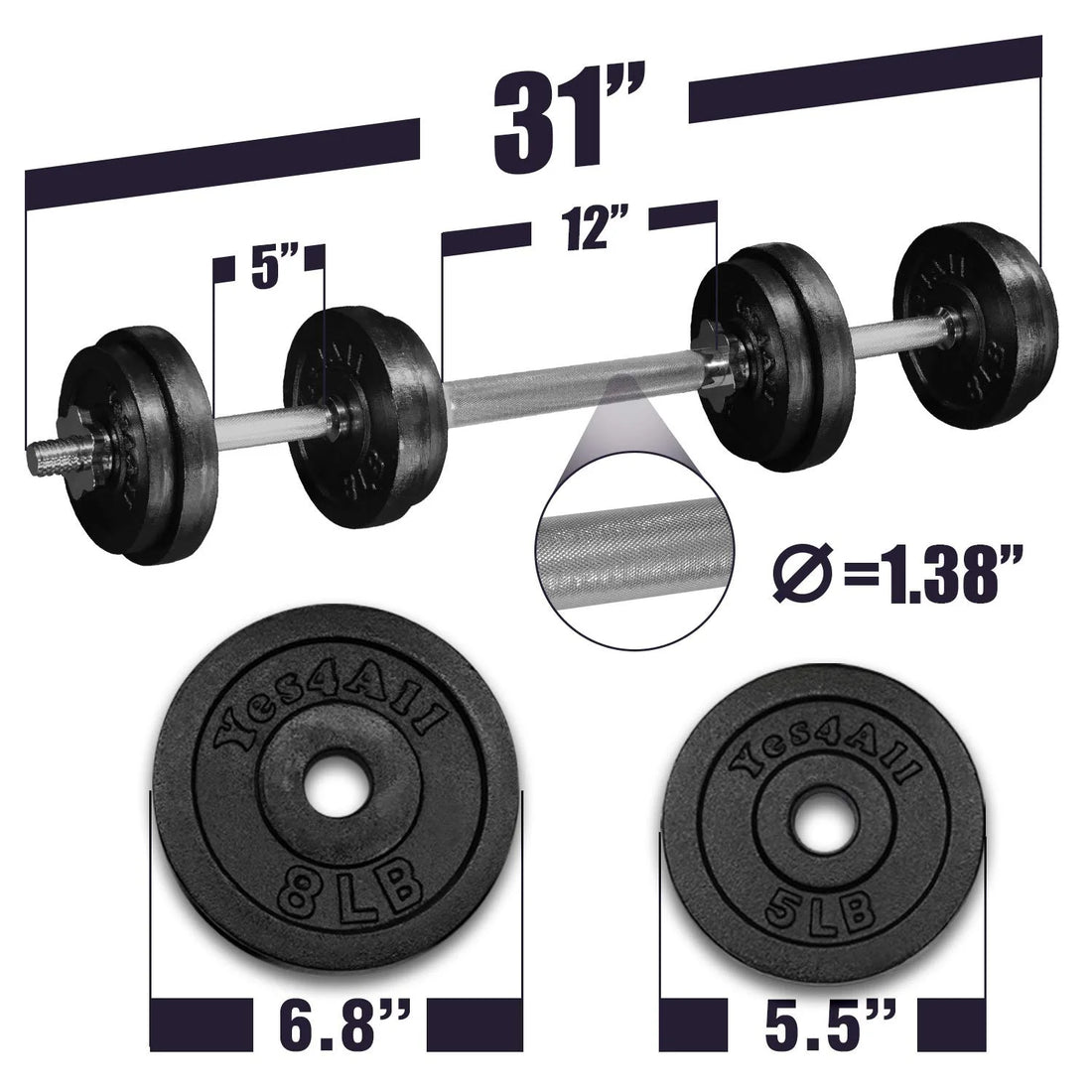 Adjustable Dumbbell, 60 Lbs with Connector