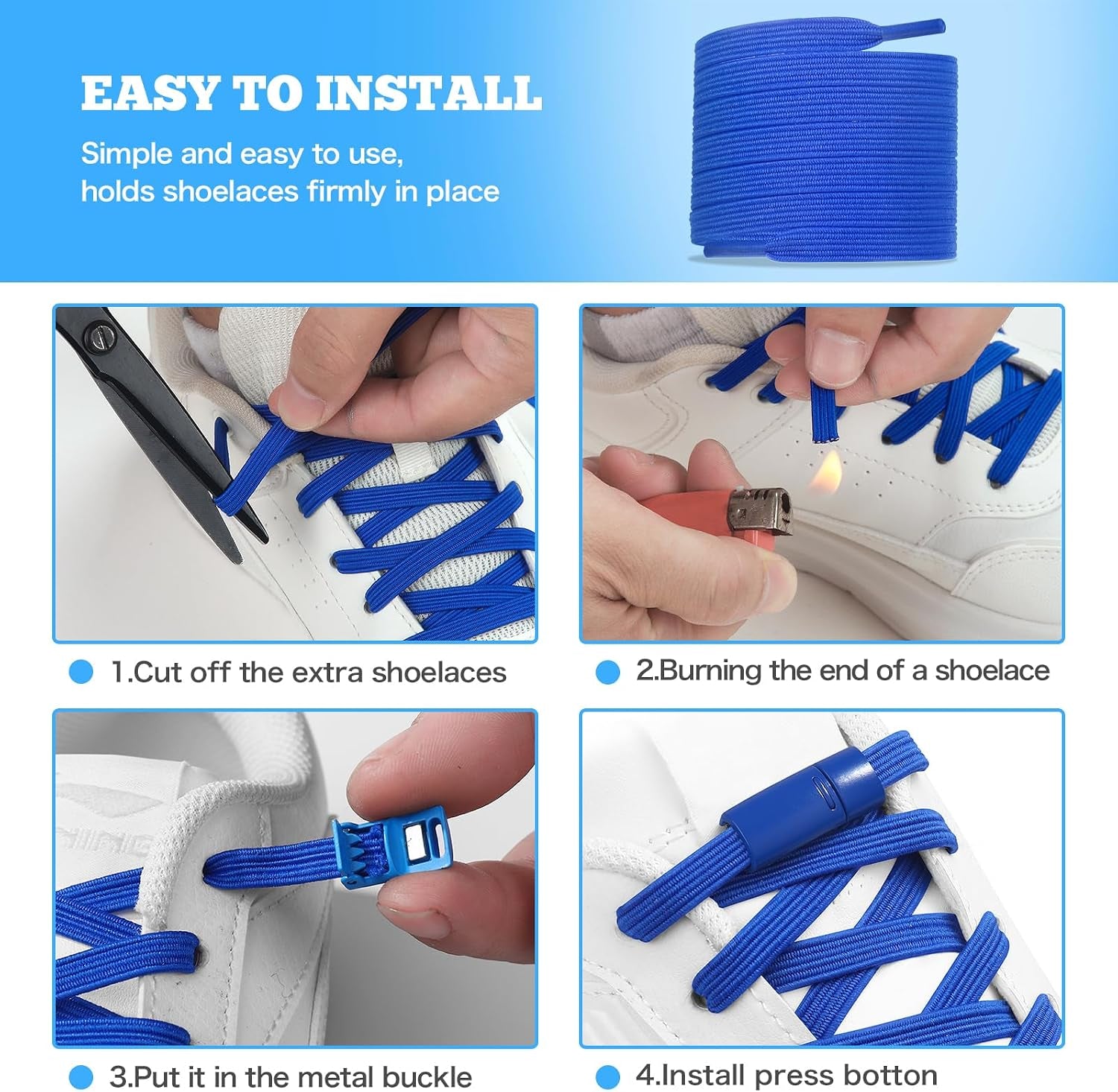 No Tie Shoelaces Elastic Laces for Kids Adults Athletic Sneakers | Stretch Tieless Shoe Strings Easy Slip on Design Comfortable Fit for Running Shoes Athletic Shoes Casual Footwear Sneakers