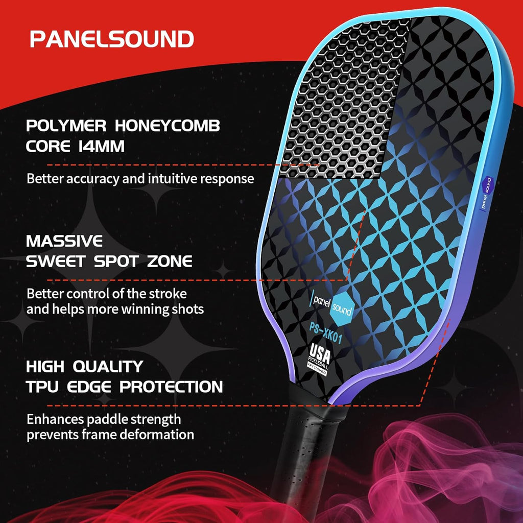 Pickleball Paddles Set of 2 or 4, USAPA Approved Fiberglass Pickleball Racket Set with 4 Outdoor Pickleballs and 1 Carrying Case