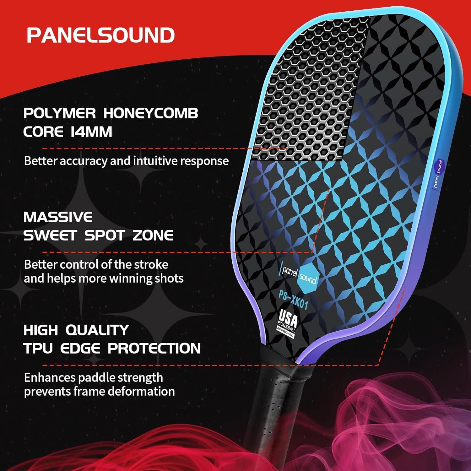 Pickleball Paddles Set of 2 or 4, USAPA Approved Fiberglass Pickleball Racket Set with 4 Outdoor Pickleballs and 1 Carrying Case