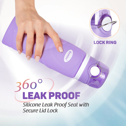 Collapsible Silicone Water Bottles-750Ml,Medical Grade,Bpa Free Travel Water Bottle Can Roll Up,26Oz,Leak Proof Foldable Sports &amp; Outdoor Water Bottles