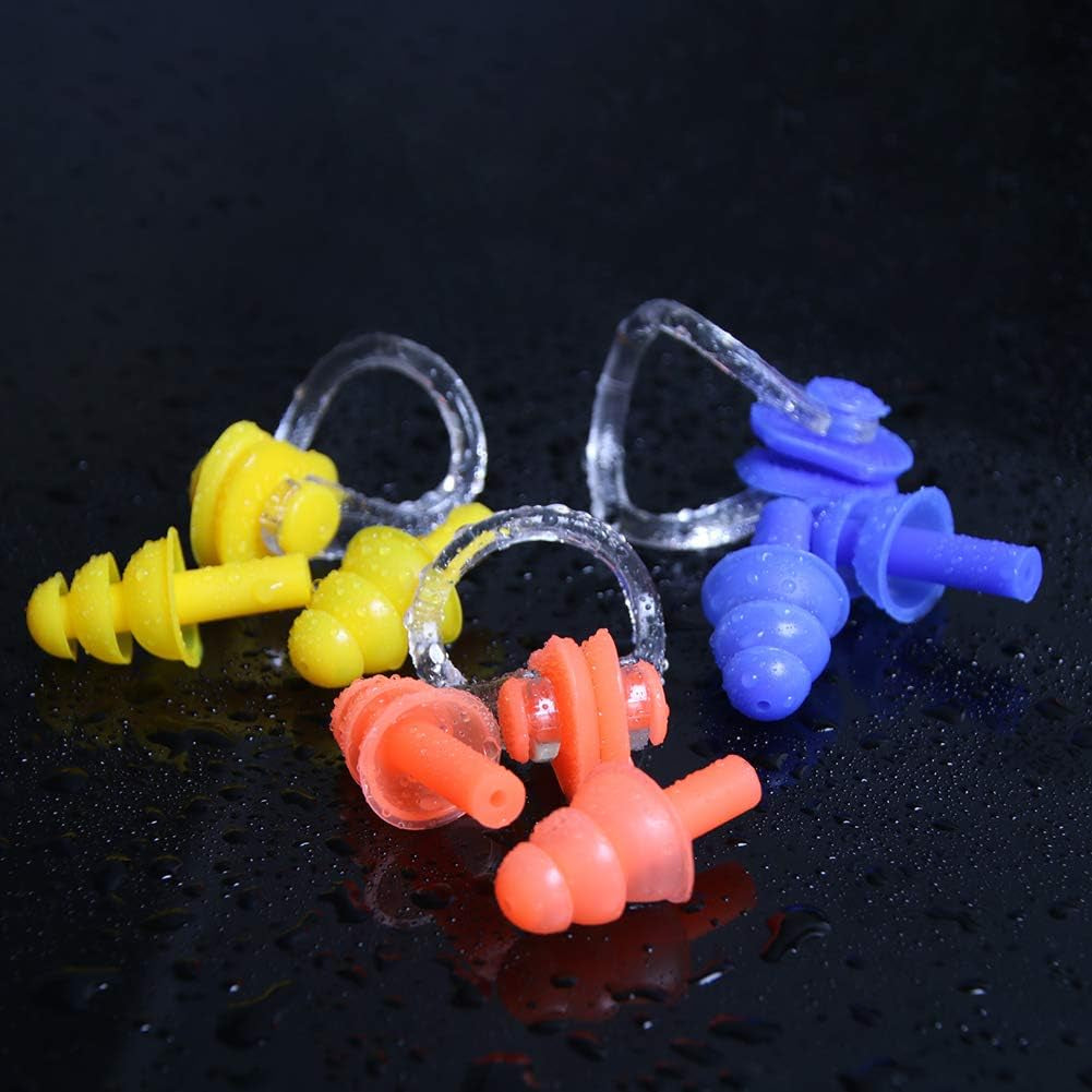 14 Sets Silicone Nose Clips Waterproof Swimming Nose Plugs Earplugs for Adults K