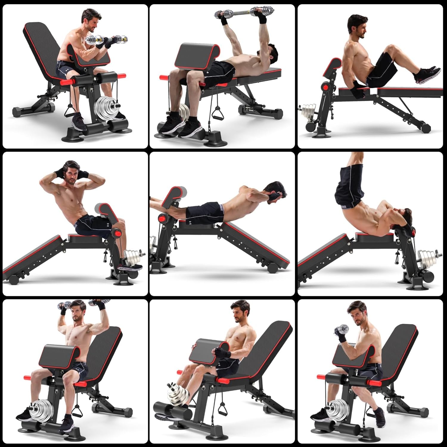 Adjustable Weight Bench for Home Gym Full Body Strength Training | Load 1050Lbs|8+3 Angle Positions|High-Density Cushion|Commercial Steel Frame|Assembly Free | Foldable | Space Saving